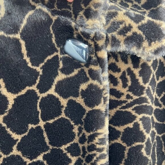 Vintage 90s Express Faux Fur Animal Print Coat Jacket Luxe USA Made - Picture 6 of 13